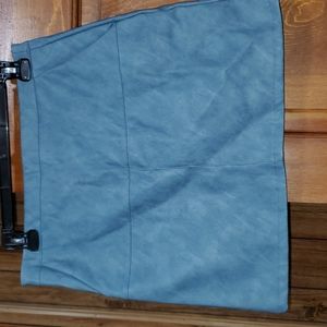 Blue leather skirt